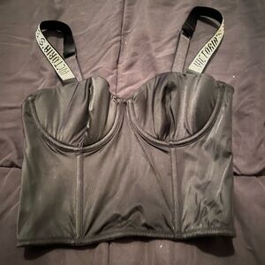 Victoria’s Secret Black Satin Bustier Top